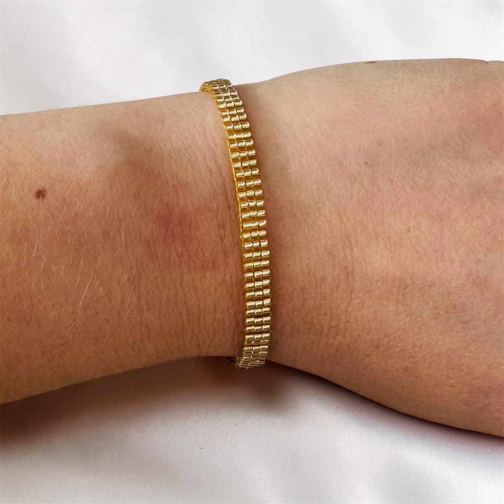 Bracelet Miyuki jaune/doré – acier inoxydable, Bijoux, Sacs & Beauté, Bracelets, Neuf, Acier, Jaune, Avec bracelets à breloques ou perles