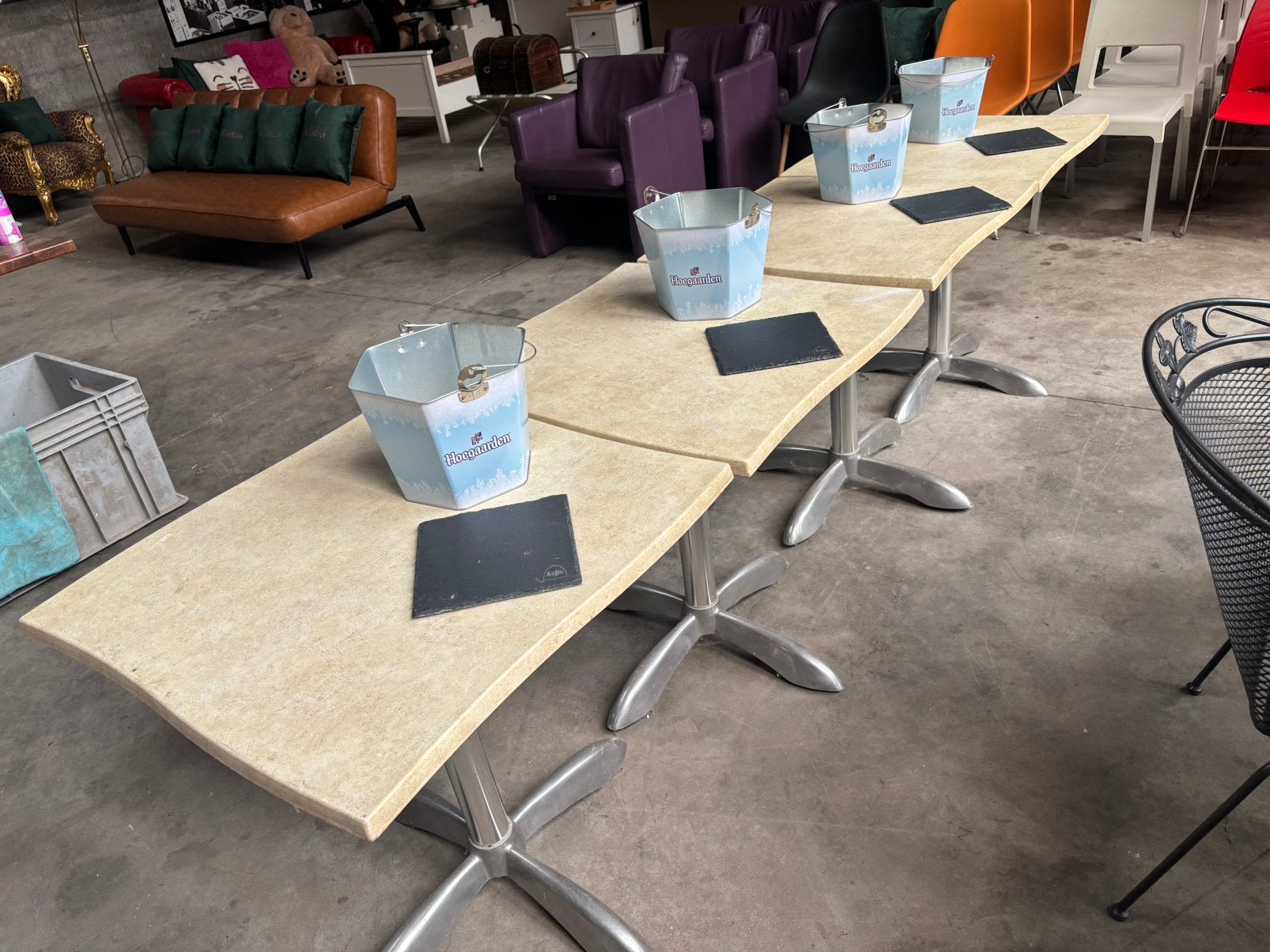 Horeca 4 Terras tafels 70x70 goede staat., Zakelijke goederen, Ophalen