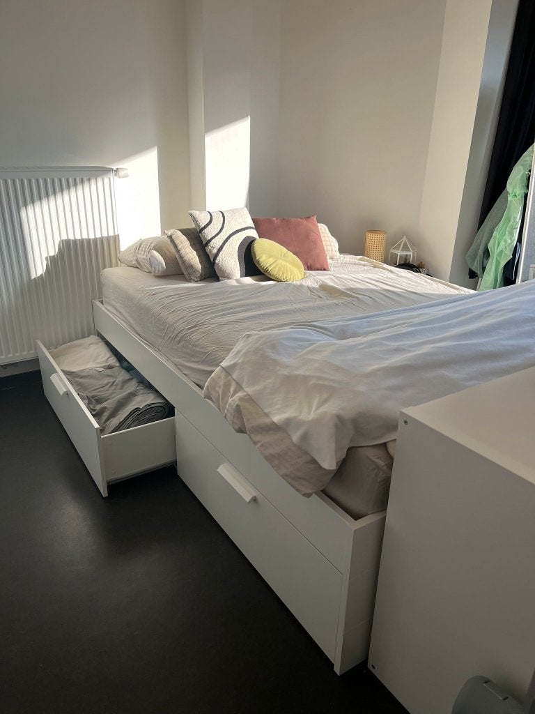 Ikea Malm bed met lades + lattenbodem + matras, Huis en Inrichting, Ophalen, Wit, 140 cm, Zo goed als nieuw