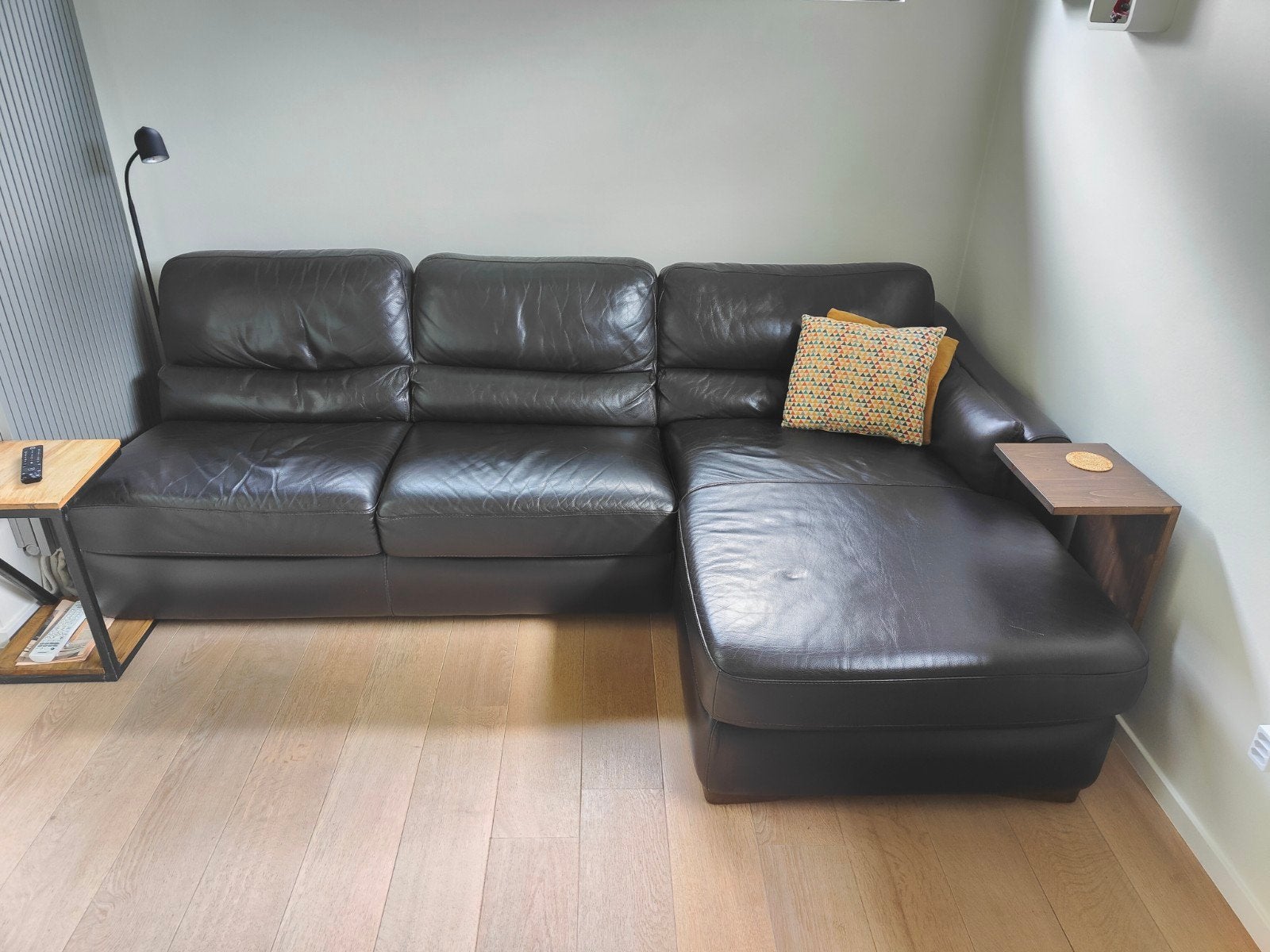 Lederen longchair Natuzzi, Huis en Inrichting, Fauteuils, Ophalen, Gebruikt, 125 tot 150 cm, Leer