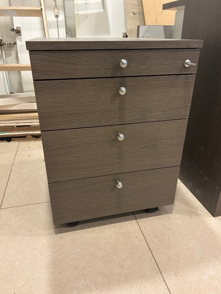 meuble à tiroirs brun avec clé de bureau, Maison & Meubles, Bureaux, Comme neuf, Autres types, Brun, Avec roues, Enlèvement