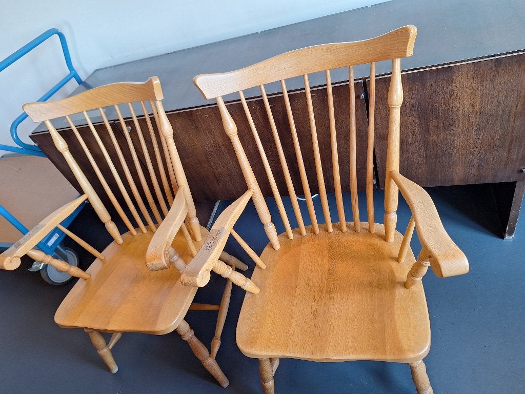 Set van 3 volhouten stoelen te koop - Enkel ophalen, Huis en Inrichting, Stoelen, Ophalen, Gebruikt, Natuurlijk hout, landelijk