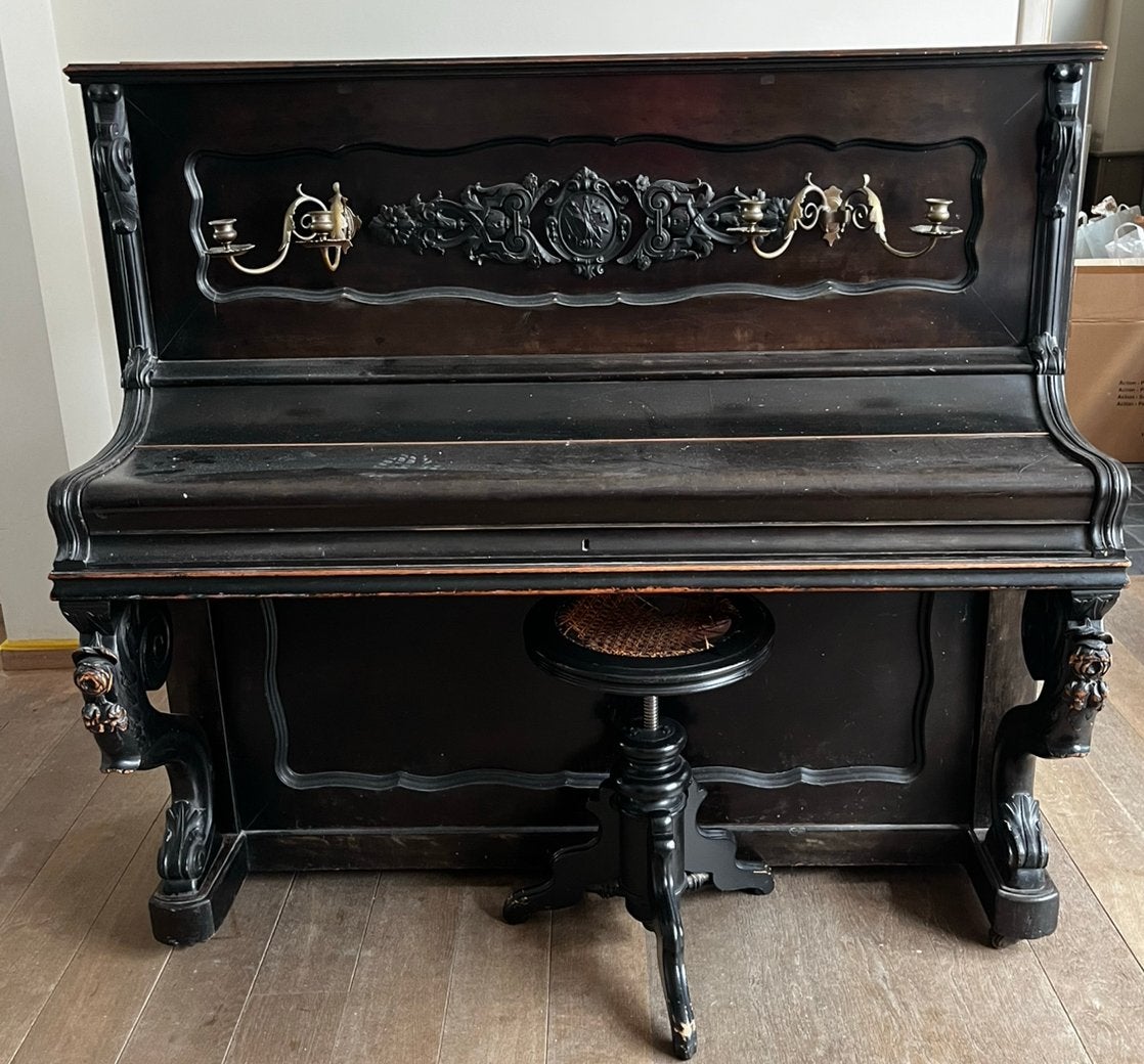 Authentieke antieke piano J. Günther Bruxelles, Musique & Instruments, Pianos, Enlèvement, Utilisé, Brun, Piano