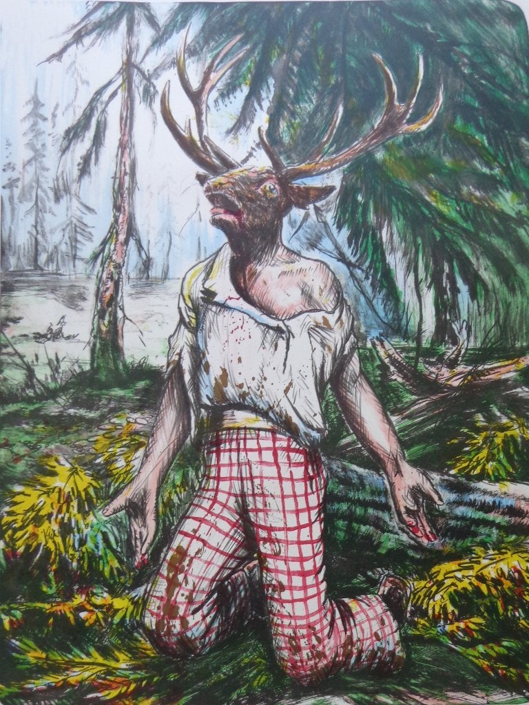 TOM LIEKENS / ACTAEON / KLEURLITHO / 80x60cm / SIG / 2023, Antiquités & Art, Art | Lithographies & Sérigraphies, Signé, Enlèvement ou Envoi