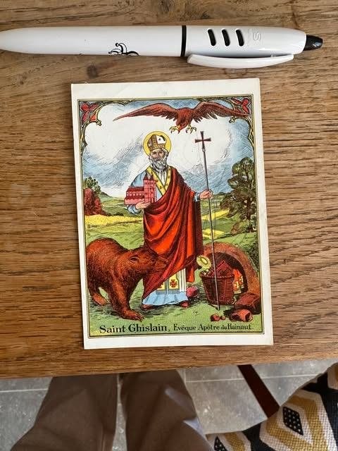 gebedsprentje Sint Ghislain evéque apotre du Hainaut, Ophalen of Verzenden, Gebruikt, Kaart of Prent, Christendom | Katholiek