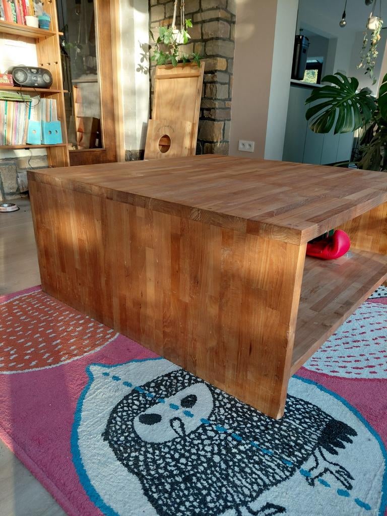 Salontafel (massief teak), Huis en Inrichting, Tafels | Salontafels, Ophalen, Zo goed als nieuw, 100 tot 150 cm, 100 tot 150 cm