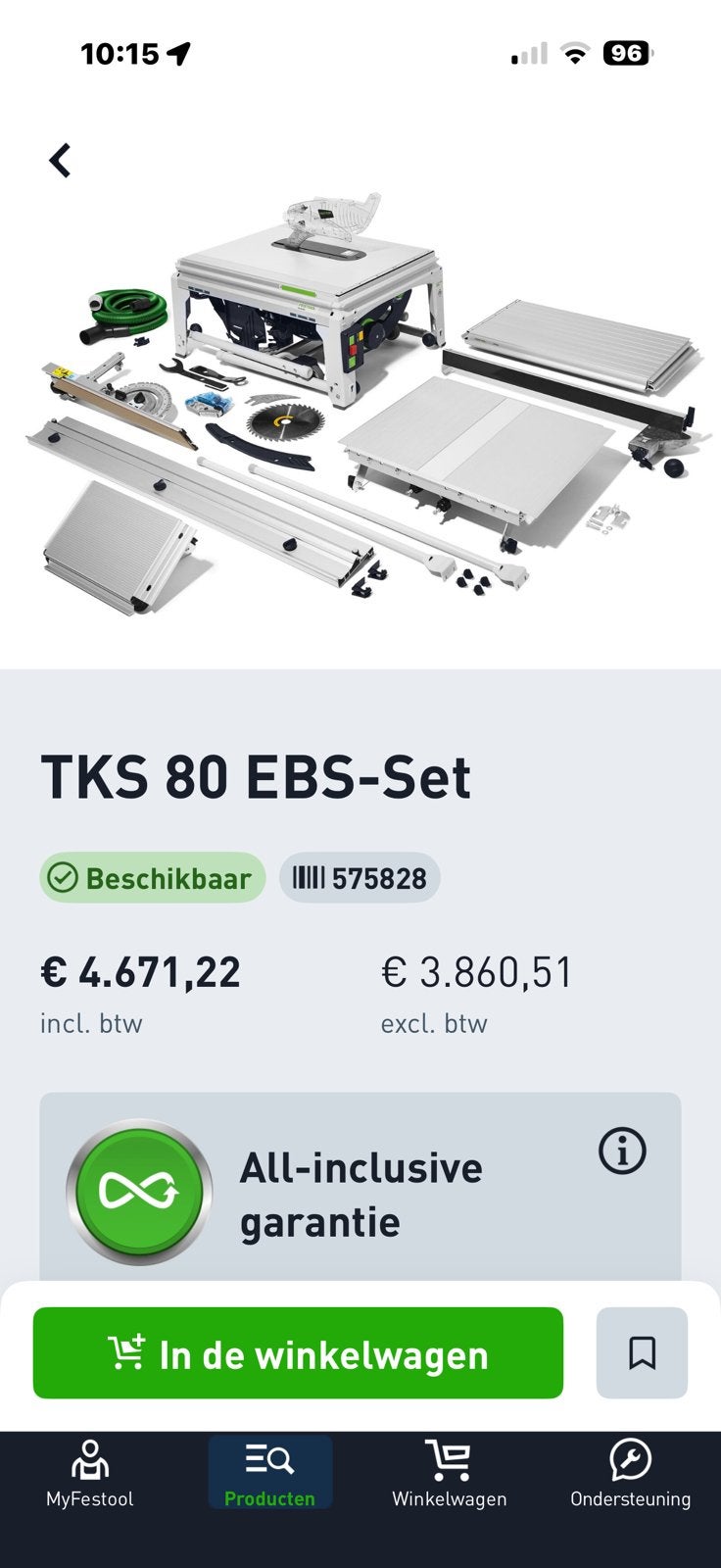Ensemble complet de table de scie Festool TKS 80 ebs set, Enlèvement, Comme neuf