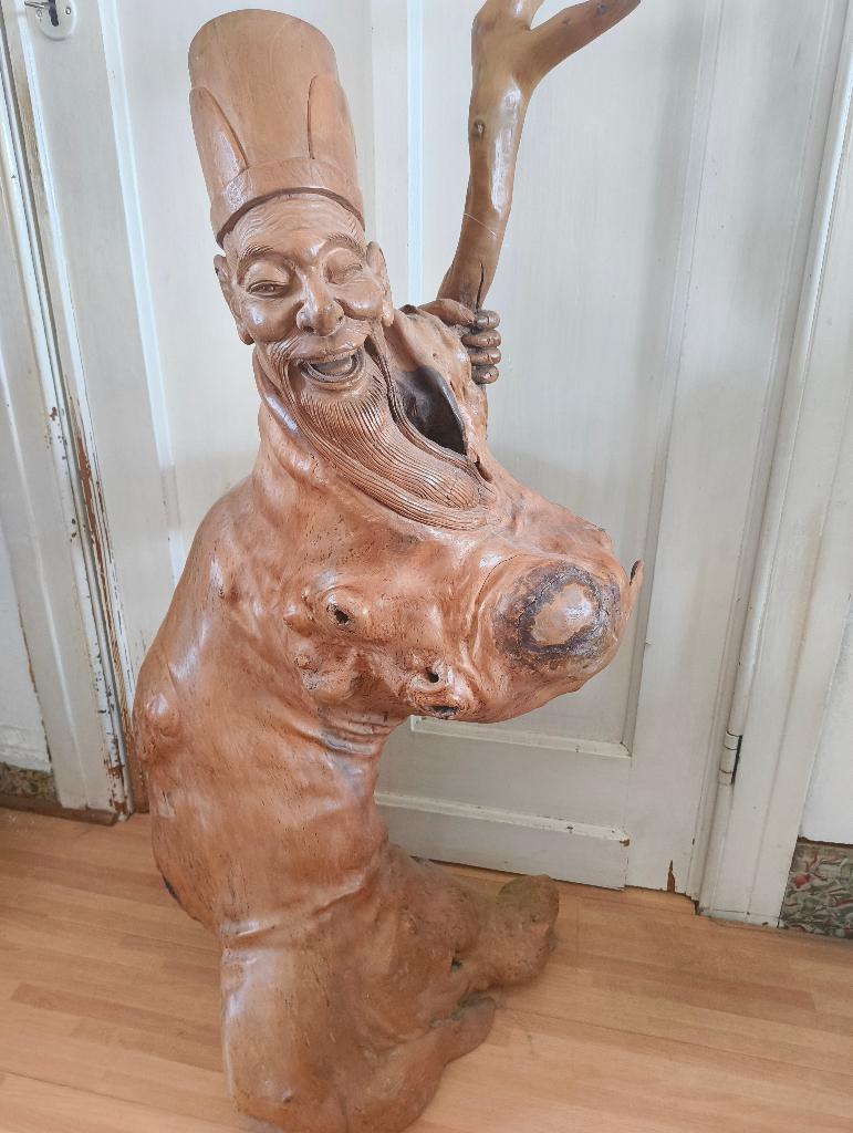 Sculpture chinoise ancienne en bois Rootwood, Statue, Bois, 1 mètre - 2 mètres, Asie