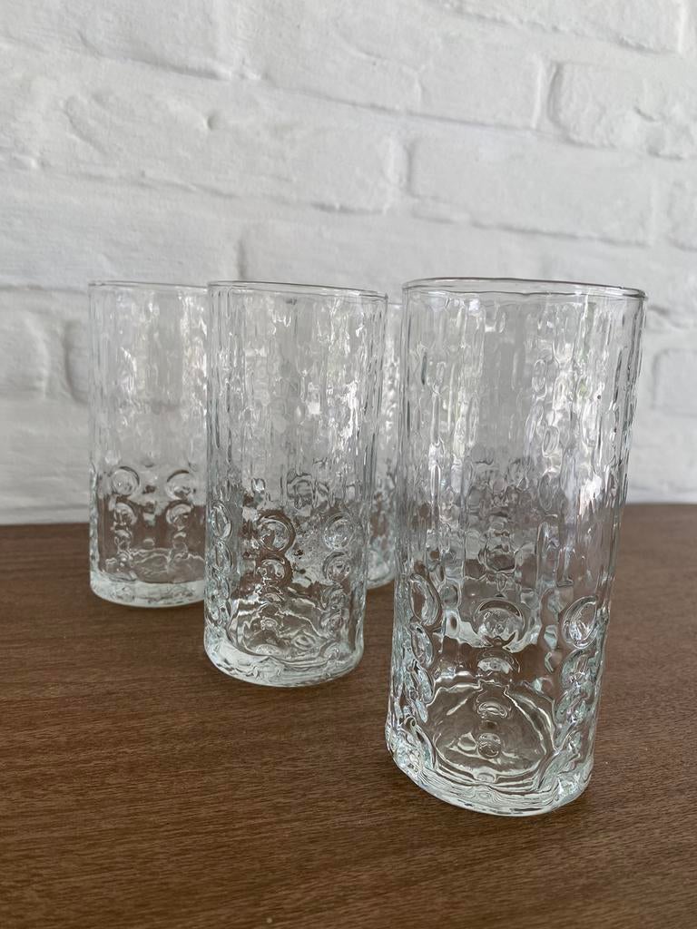 6 vintage glazen geribbeld BP, Enlèvement ou Envoi, Comme neuf