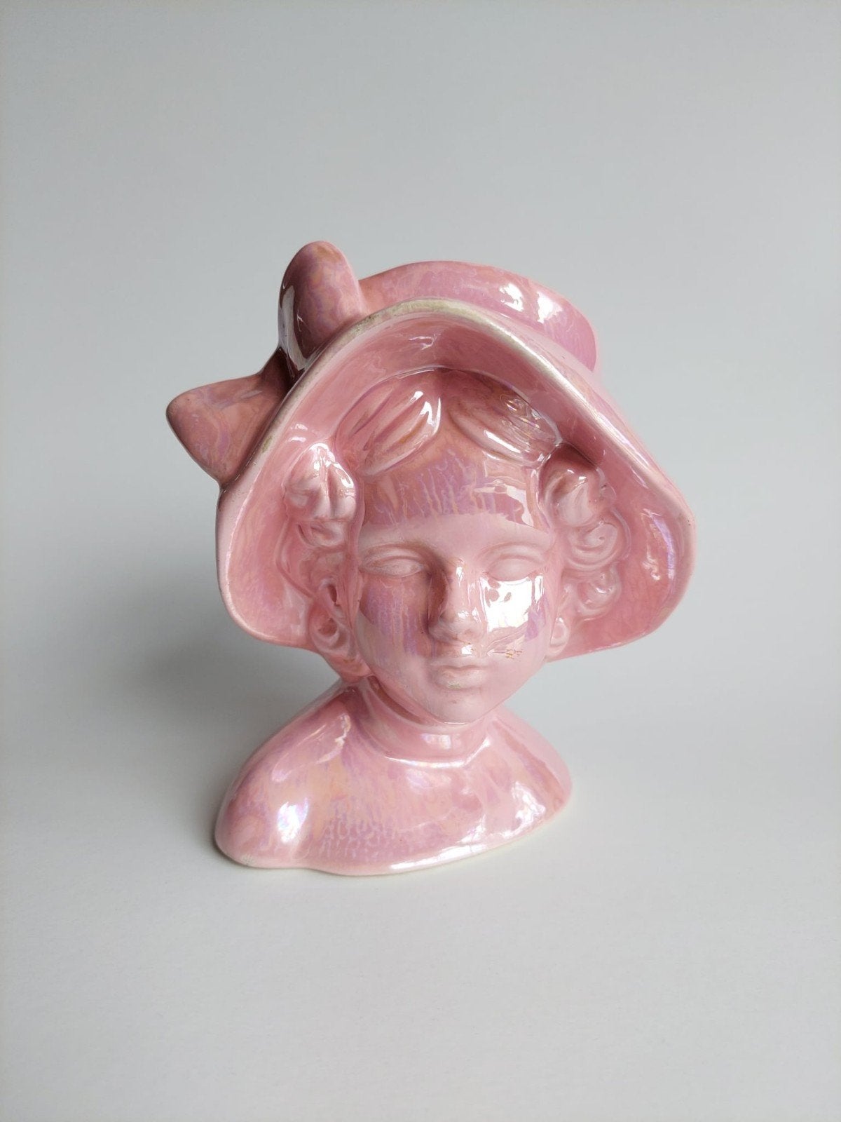 Roze buste/hoofd meisje vintage/retro bloempotje, Enlèvement