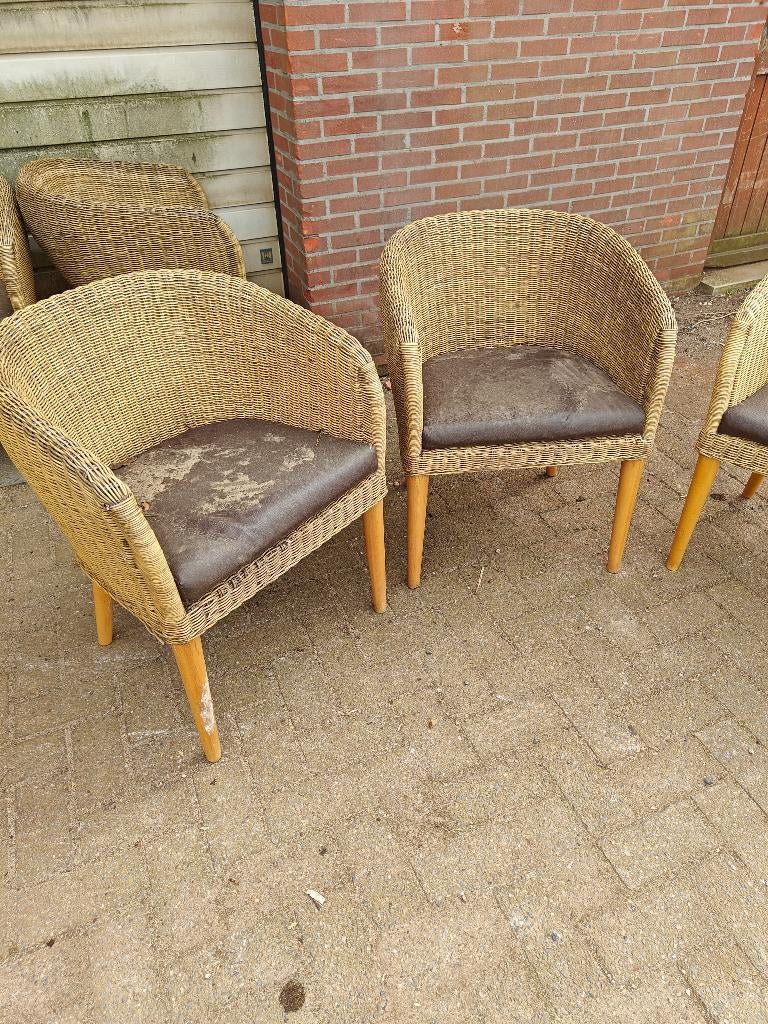 Rieten stoelen, Huis en Inrichting, Stoelen, Ophalen, Gebruikt, Bruin, Riet of Rotan