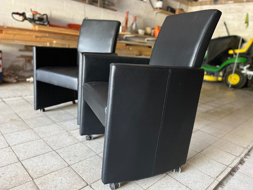 Eetkamerstoelen, Huis en Inrichting, Stoelen, Ophalen, Gebruikt, Zwart, Leer