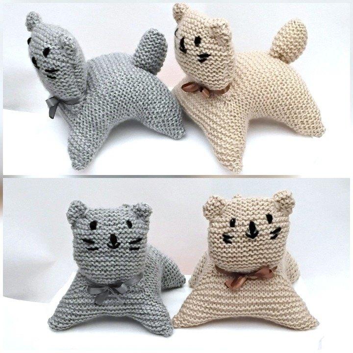 peluche chat , doudou chat , tricot , 15/15 cm, Enfants & Bébés, Jouets | Peluches, Neuf, Fait main, Enlèvement ou Envoi, Chat