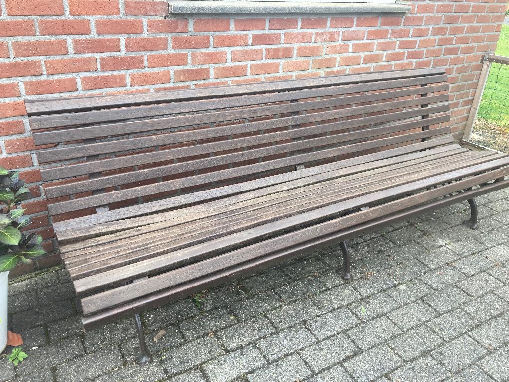 Tuinbank,gietijzeren poten., Tuin en Terras, Ophalen, Gebruikt, Hout