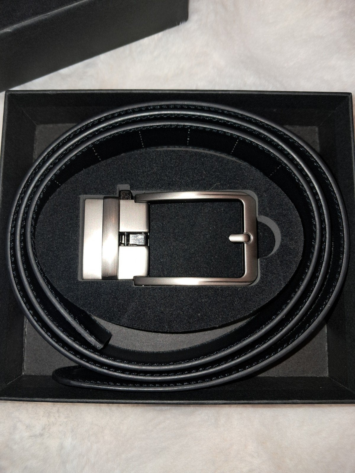 Zwarte lederen riem zonder gaatjes, schuifsysteem, Ophalen of Verzenden, Nieuw, Zwart, Buckley