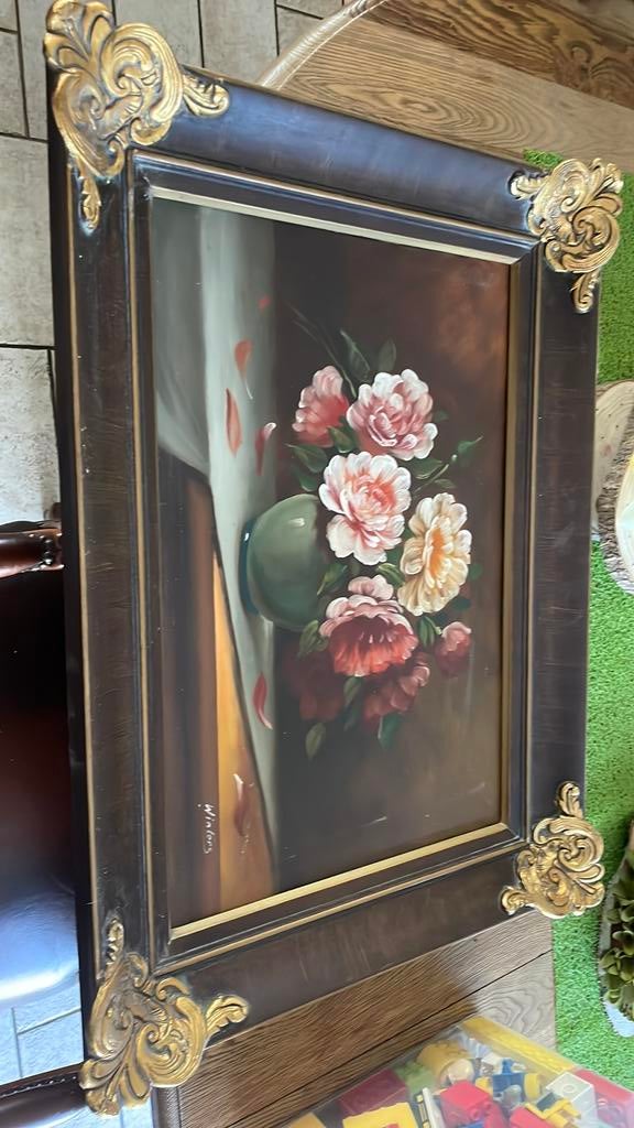 Mooie antieke schilderij op doek, Enlèvement