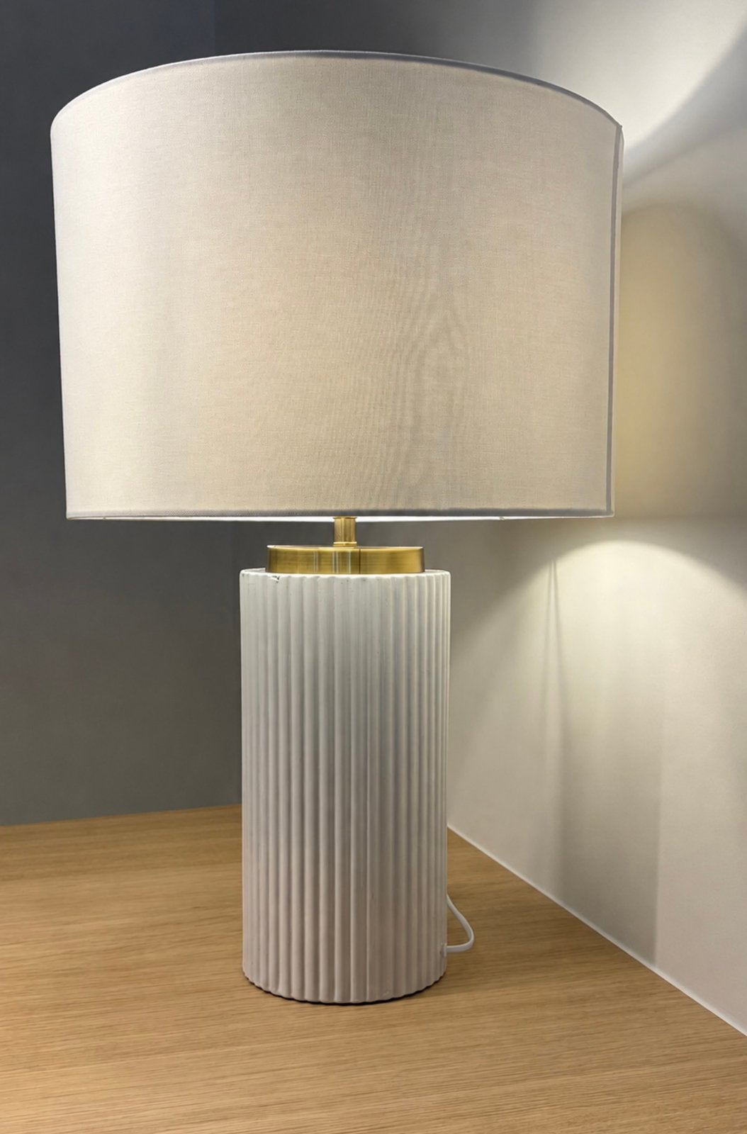 Tafellamp met kap - kleur: beige, wit, goud, Beige, Céramique, Enlèvement, Moderne