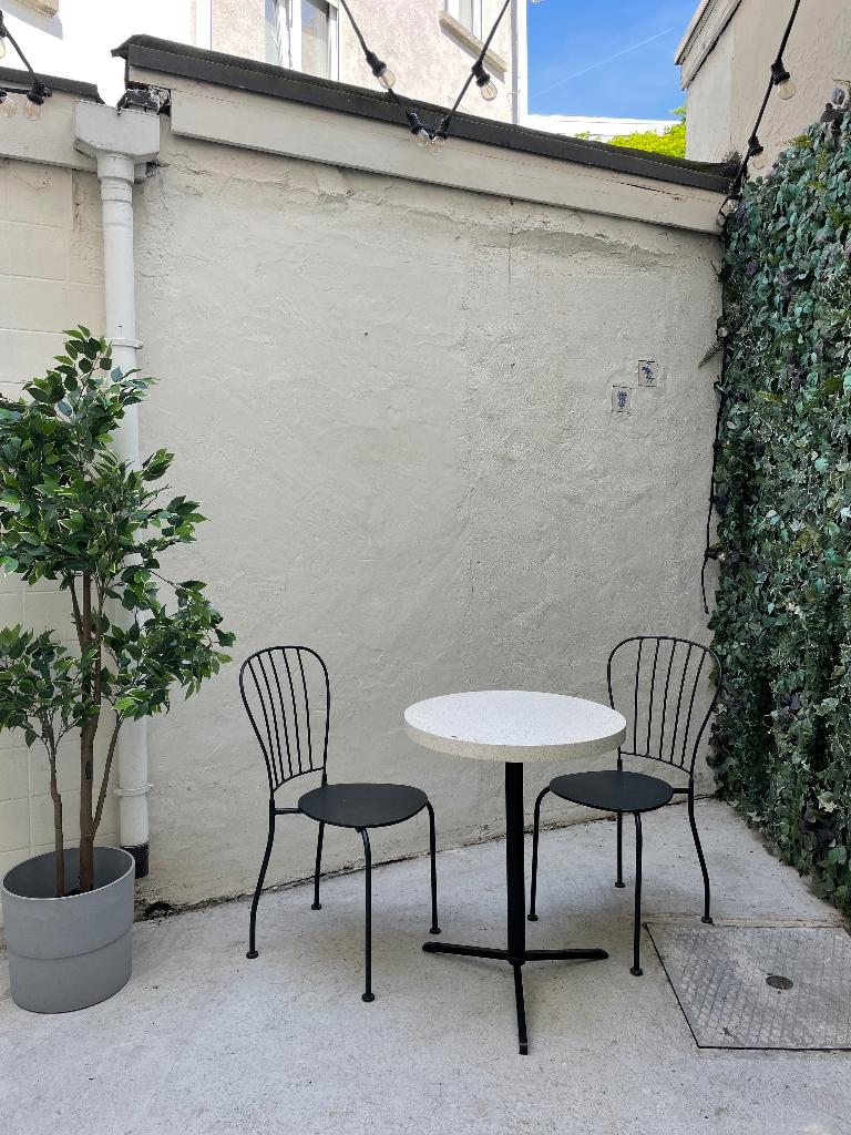 Tuinset: ronde bistro tuintafel met stoelen, Tuin en Terras, Ophalen, Gebruikt, Rond