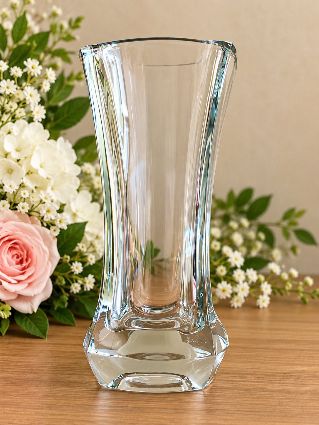 Prachtige grote heldere glazen vaas, Ophalen, Zo goed als nieuw, Transparant, Glas