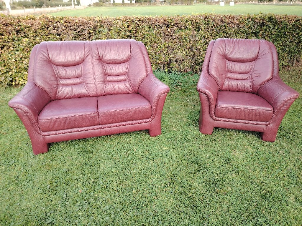 Canapé en cuir (2 places avec fonction Relax + 1 place), Trois personnes, Relax, Moins de 75 cm, Moins de 150 cm