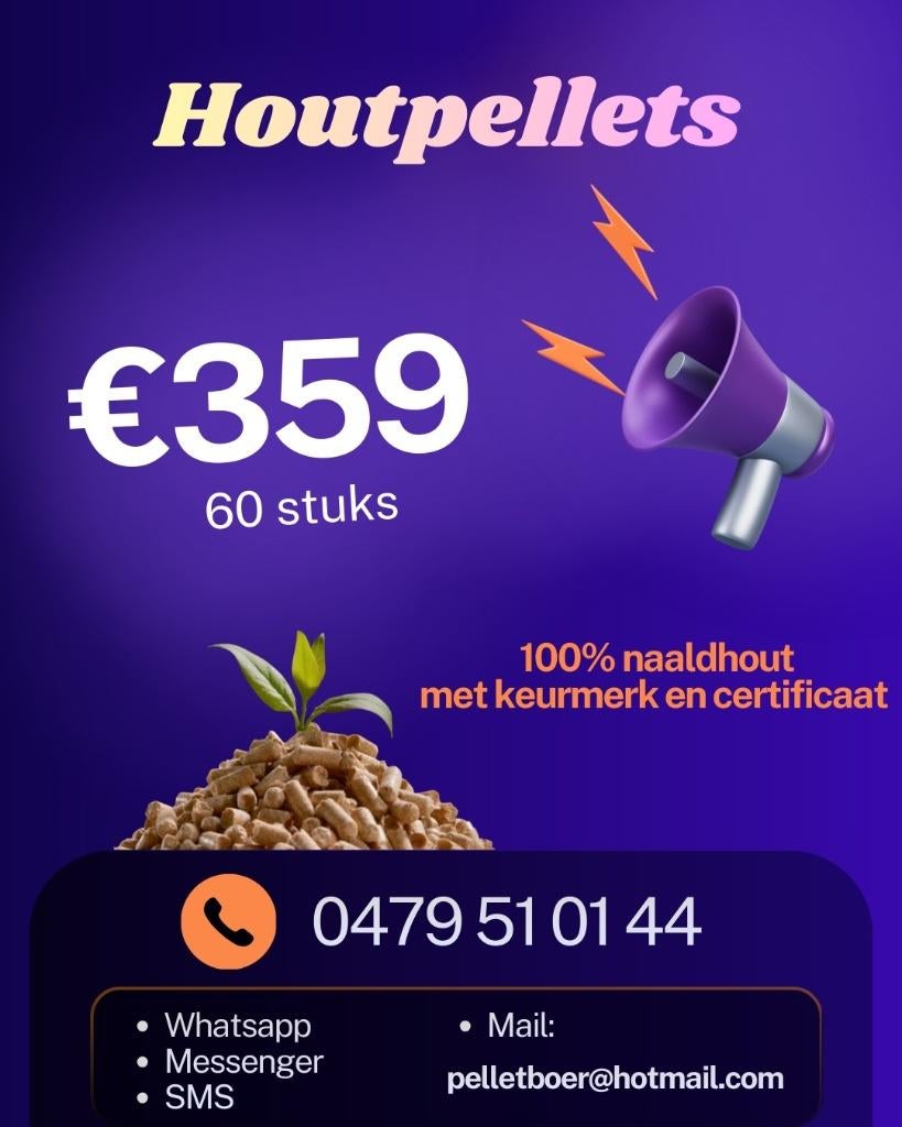 pellets houtpellets witte 100 prct naaldhout kermerk certif, Tuin en Terras, Brandhout, Verzenden