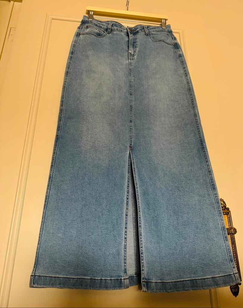 Nieuwe lange jeansrok cream!, Maat 38/40 (M), Blauw, Nieuw, Ophalen of Verzenden