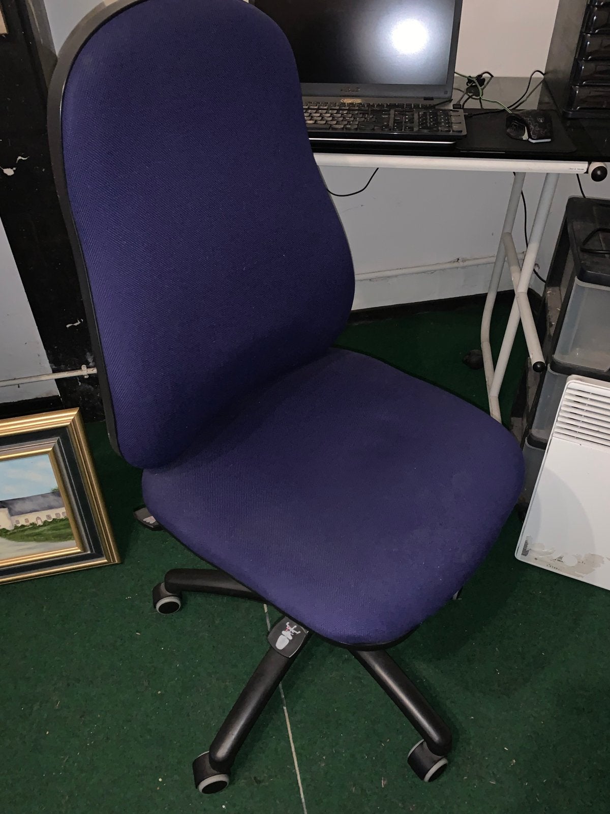 Chaise de bureau ergonomique sur roulettes Reglable, Comme neuf, Enlèvement, Bleu, Chaise de bureau
