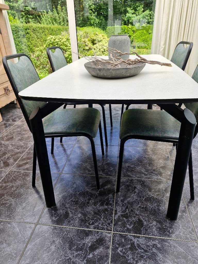 Tafel met  4 stoelen 1,60 x 90, Quatre personnes, 150 à 200 cm, Métal, Enlèvement