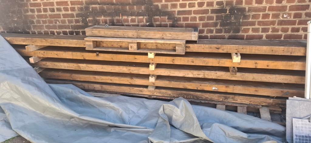 5 poutres en lamellé coller.  Minimum 450cm . 60€ pieces, Tuin en Terras, Ophalen