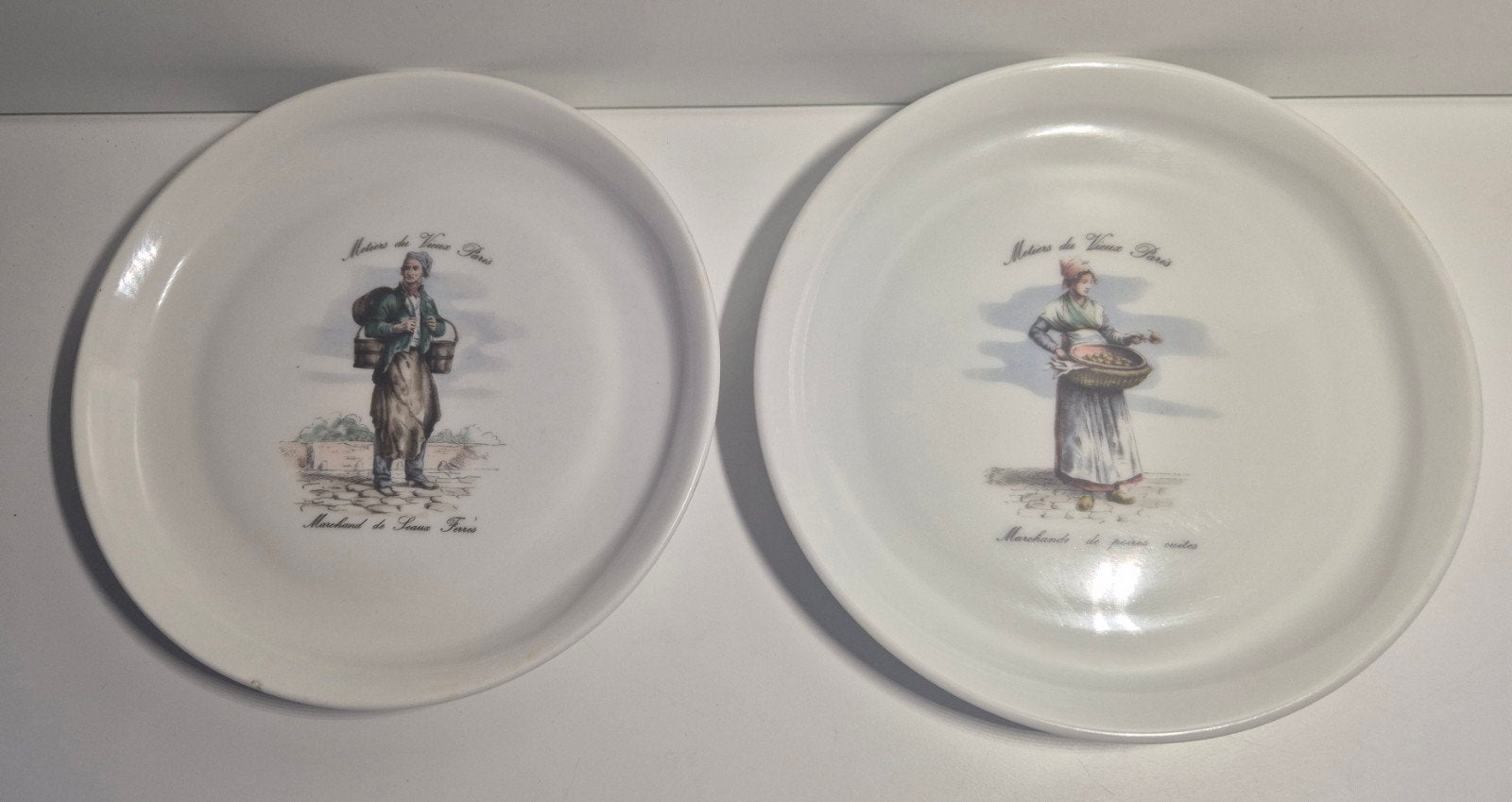 Set van 2 Franse porseleinen borden – Métiers du Vieux Paris, Ophalen of Verzenden