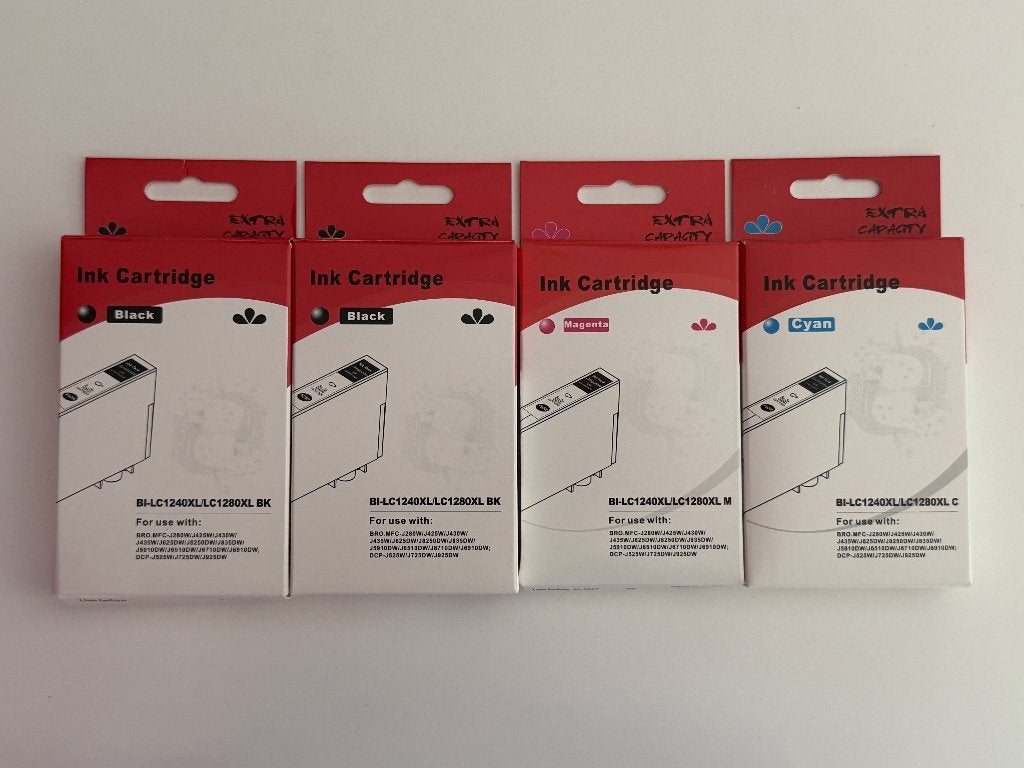 4x compatibele Brother LC-1240XL / LC-1280XL inktcartridges, Computers en Software, Ophalen of Verzenden, Nieuw, Cartridge, Extra Capacity