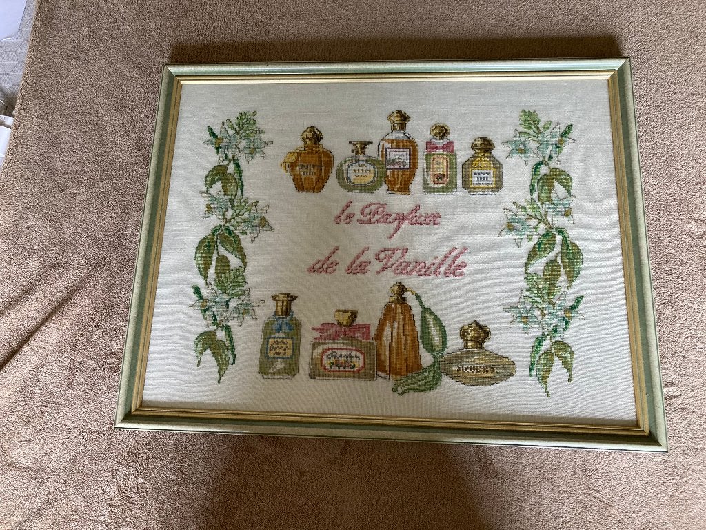 Zelfgemaakte doek in kruisjessteken + kader, Enlèvement ou Envoi, Comme neuf, Fait main, 50 cm