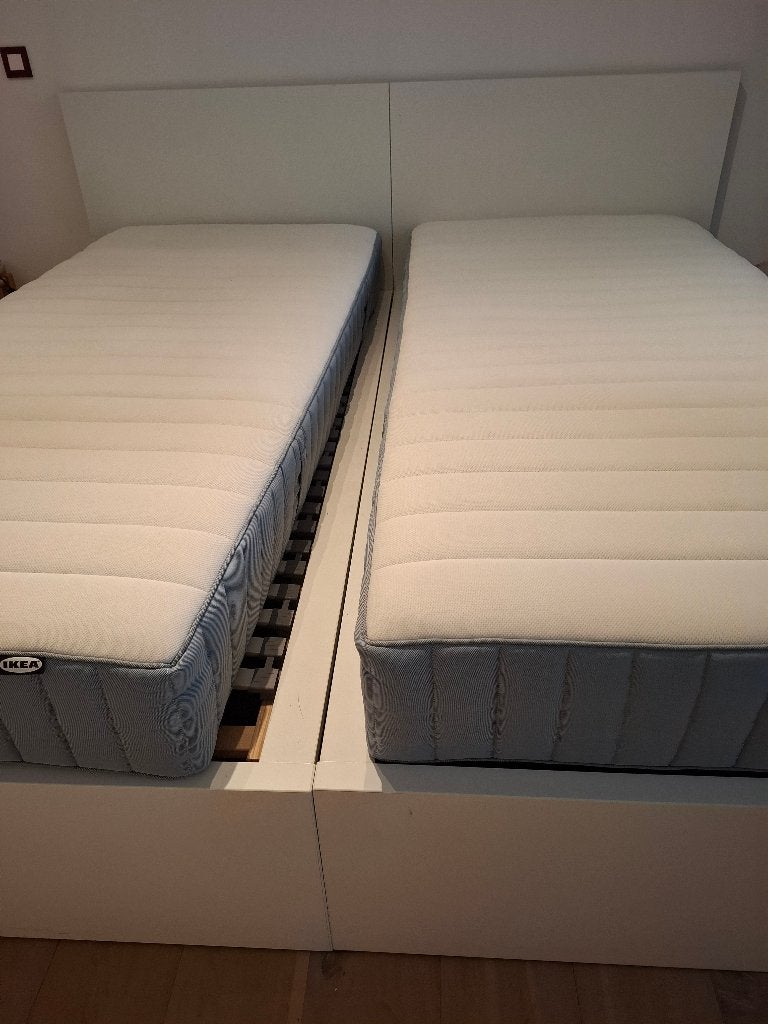 2 IKEA-bedden, Ophalen, Eenpersoons, Wit, Zo goed als nieuw