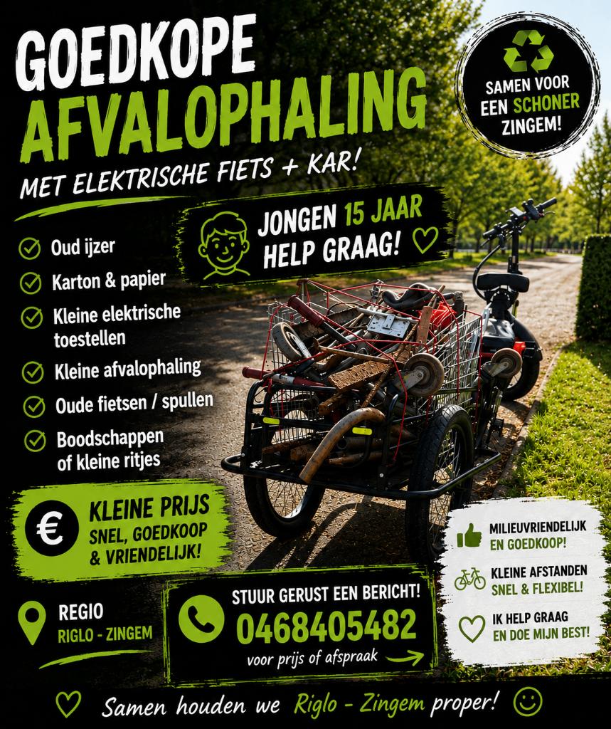 Hallo iedereen  ik doe Goedkope Afvalophaling regio Zingem️, Ophalen, Nieuw