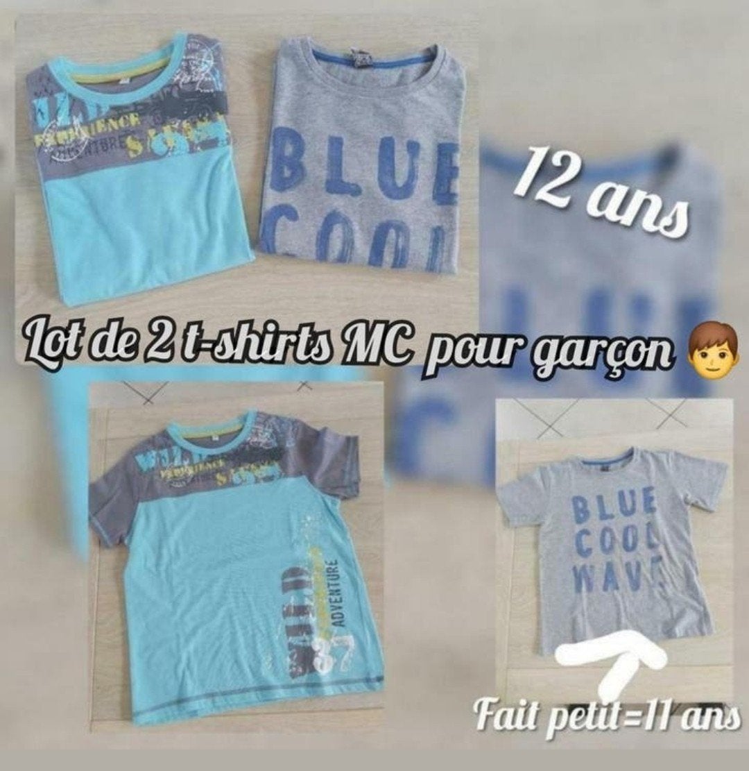 T-shirts MC pour garçon -lot de 2--T.12 ans, Kinderen en Baby's, Kinderkleding | Maat 152, Ophalen of Verzenden, Gebruikt, Tape à l'oeil