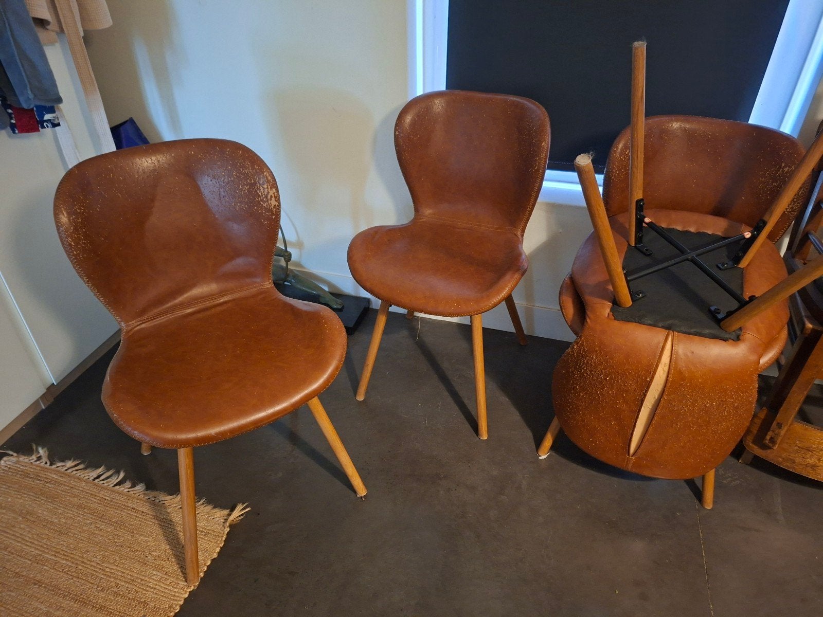 4 stoelen GRATIS, Huis en Inrichting, Ophalen, Gebruikt, Bruin, Vier