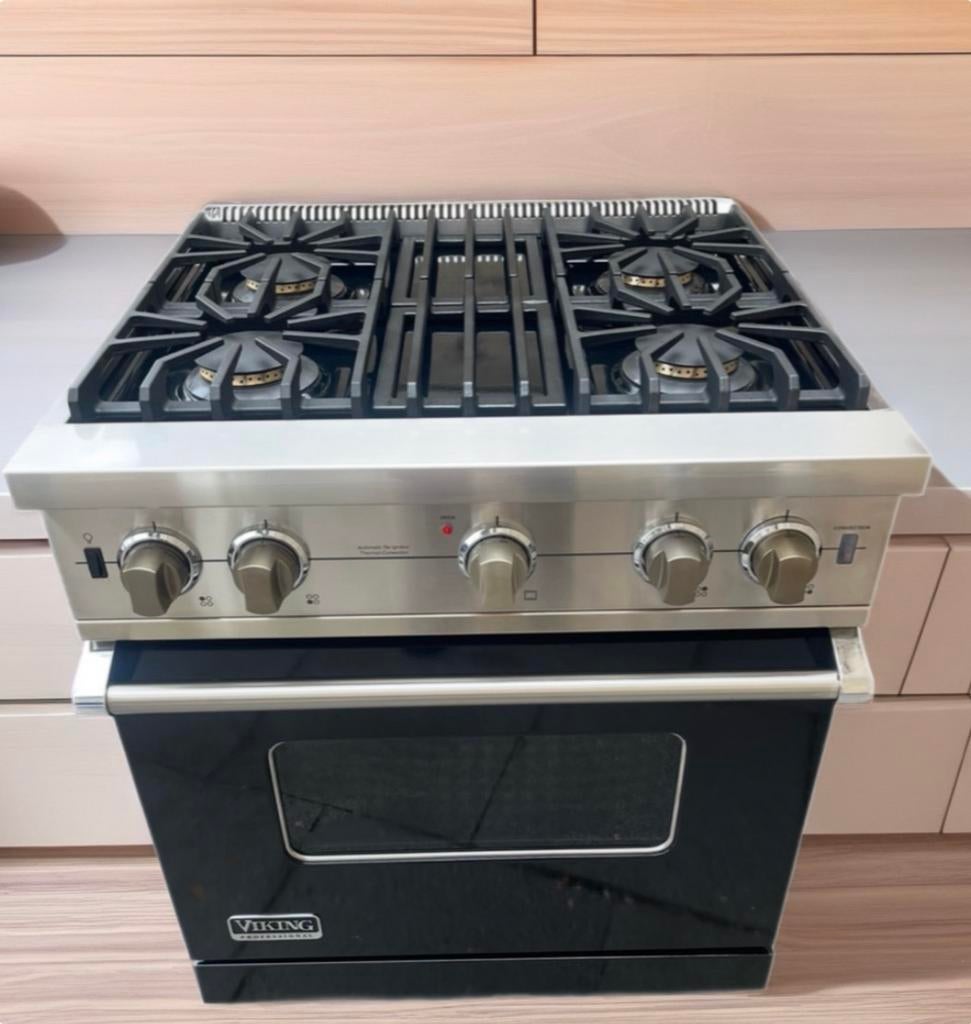Luxe Viking gasfornuis met gasoven, Elektronische apparatuur, Ophalen, Zo goed als nieuw, Vrijstaand