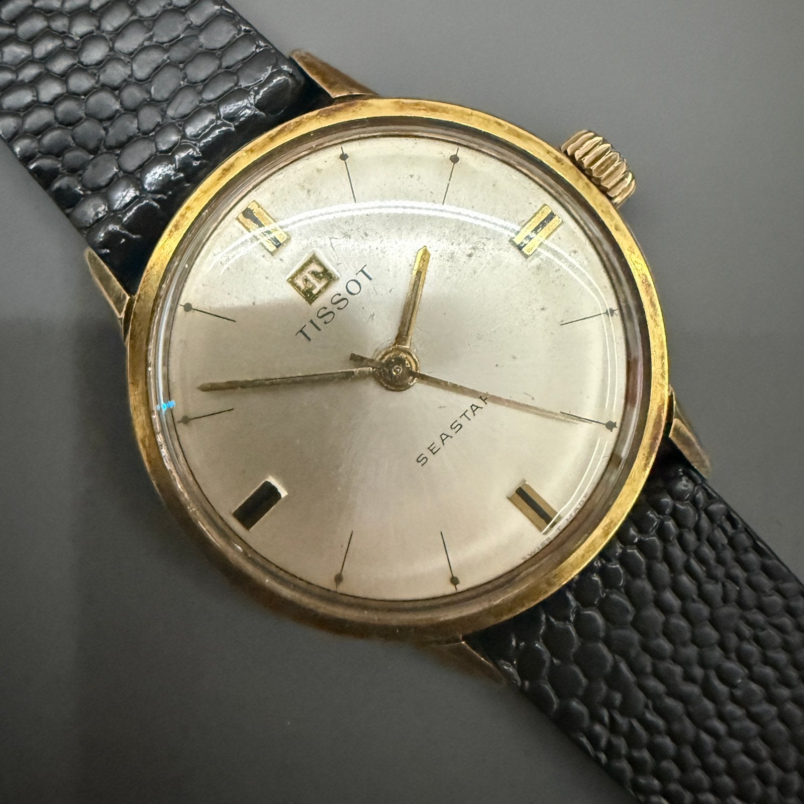 Montre homme — Seastar, mécanique manuel, fonctionne bien, Montre-bracelet, Autres marques, Enlèvement ou Envoi, Cuir