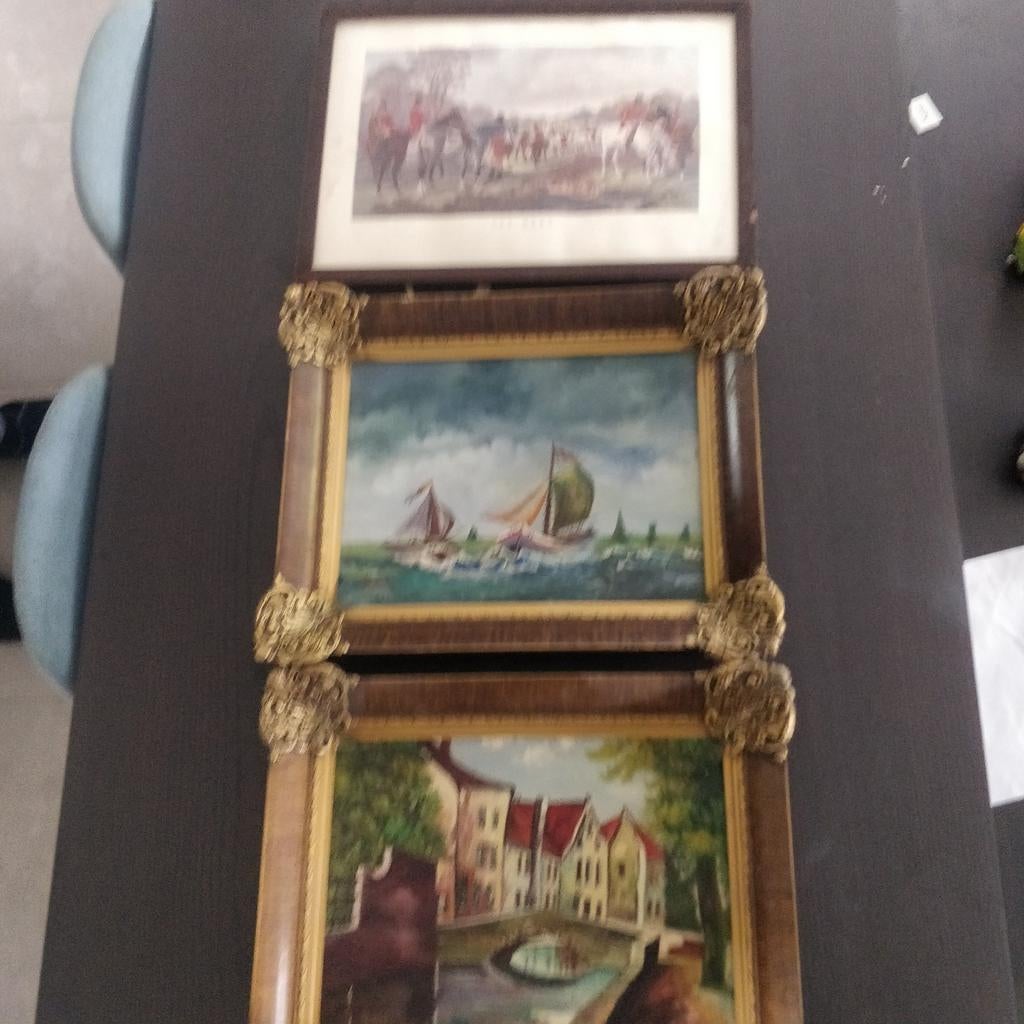 Antieke schilderijen in sierlijke lijsten, Antiek en Kunst, Ophalen