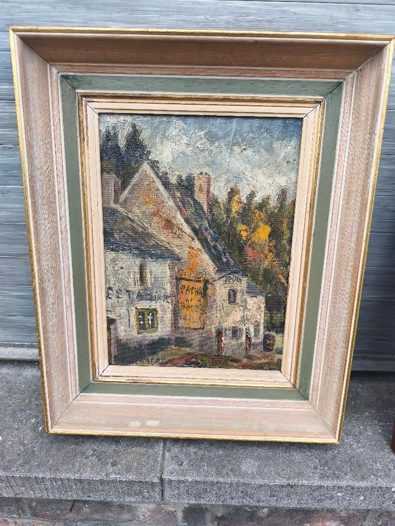 Huile sur toile maison signe Piet volckaert, Ophalen of Verzenden