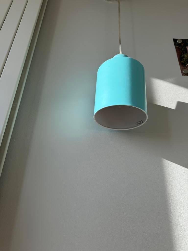 Lampe suspendue vintage turquoise, cordon de 80 cm de long, Maison & Meubles, Enlèvement, Comme neuf