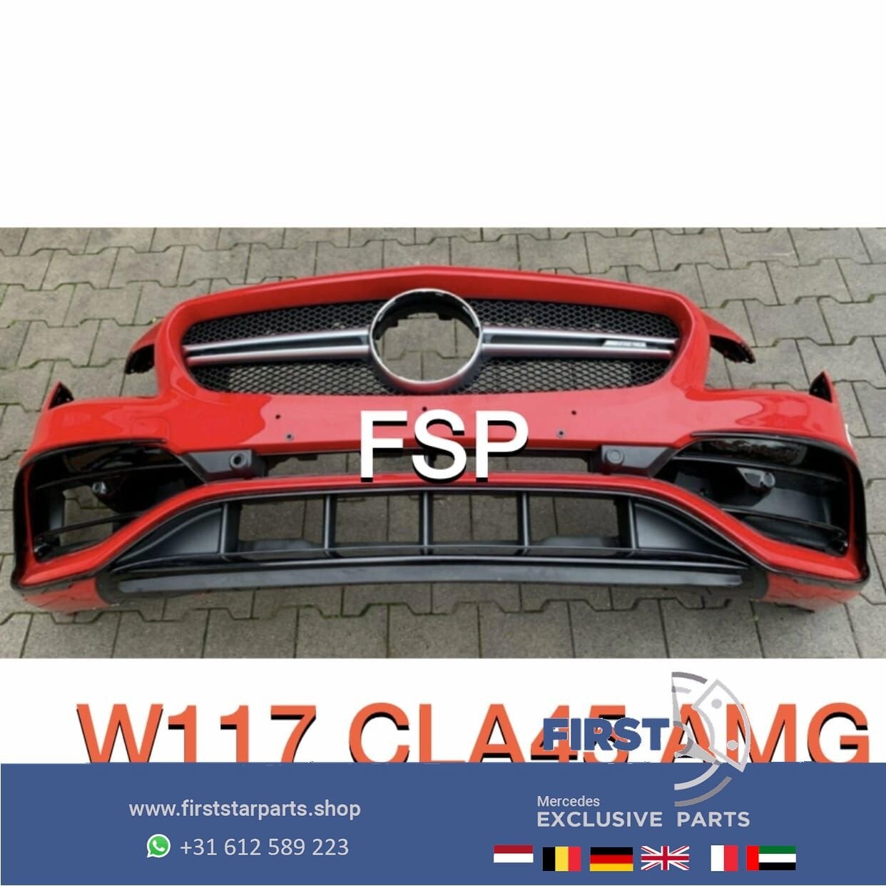 W117 FACELIFT CLA 45 AMG VOORBUMPER COMPLEET ROOD origineel, Gebruikt, -, Voor, Ophalen of Verzenden