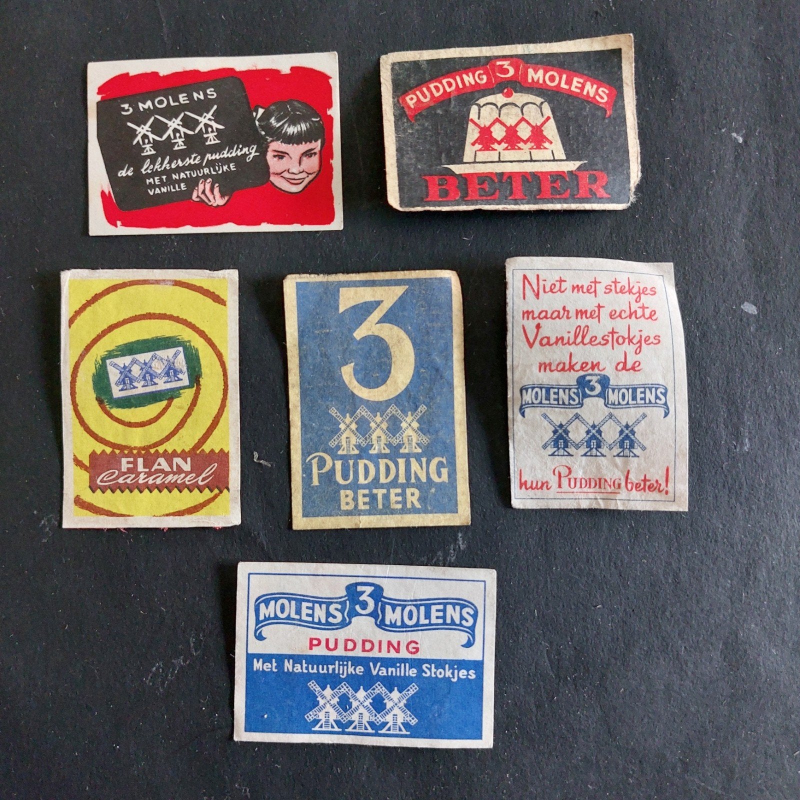 6 oude luciferetiketten: 3 Molens, Verzamelen, Ophalen of Verzenden