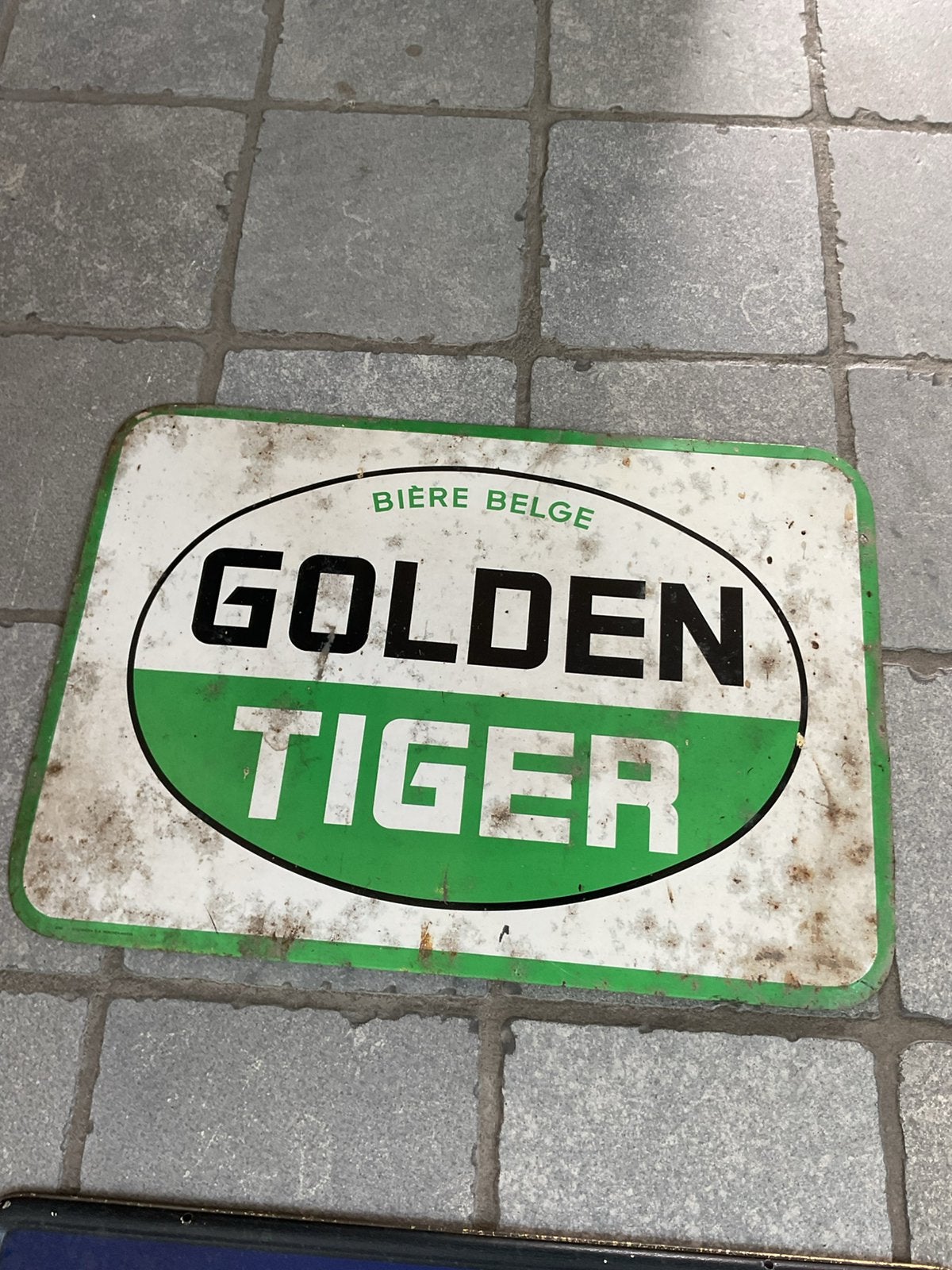 Te koop blikken bordje GOLDEN TIGER, Ophalen of Verzenden, Gebruikt, Reclamebord