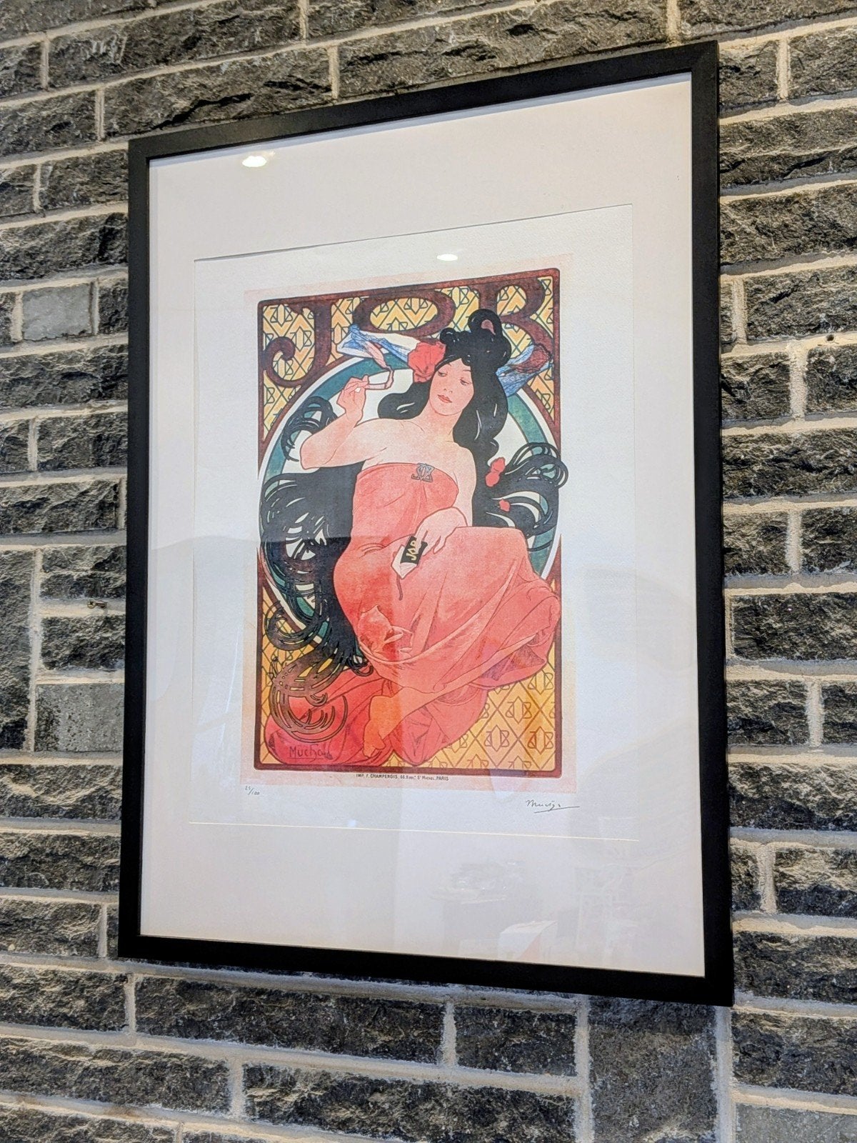 Prachtige lithografie Alphonse Mucha „JOB” genummerd (50x70), Antiek en Kunst, Kunst | Litho's en Zeefdrukken, Ophalen of Verzenden