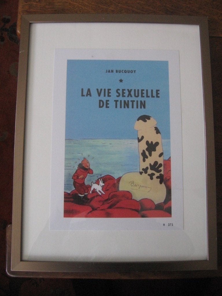 print ( litho ??? ) La vie Sexuelle de tintin   Jan Bucquoy, Antiquités & Art, Art | Lithographies & Sérigraphies, Numéroté, Enlèvement