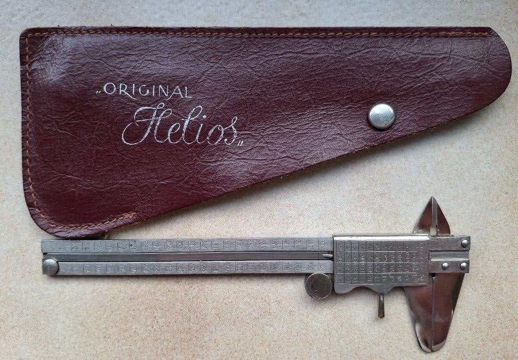 Antieke schuifmaat met lederen etui, Ophalen of Verzenden