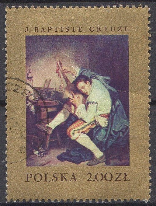 Hongarije - De gitaarspeler - Jean Baptiste Greuze - 1967, Envoi, Affranchi