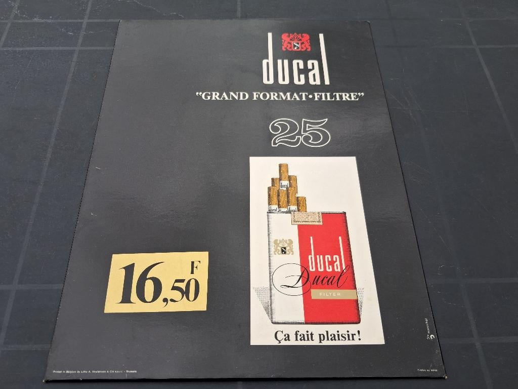 cigarettes ducales année 1969, Collections, Enlèvement ou Envoi, Comme neuf, Panneau publicitaire