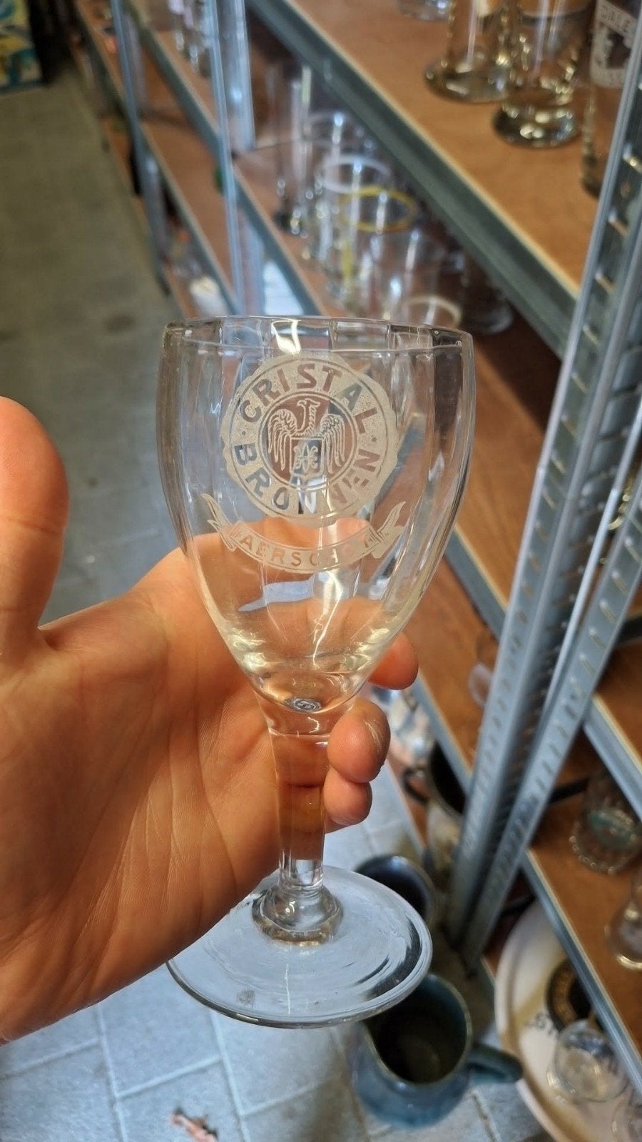 Oud waterglas cristal bronnen aerschot, Verzamelen, Ophalen of Verzenden, Waterglas